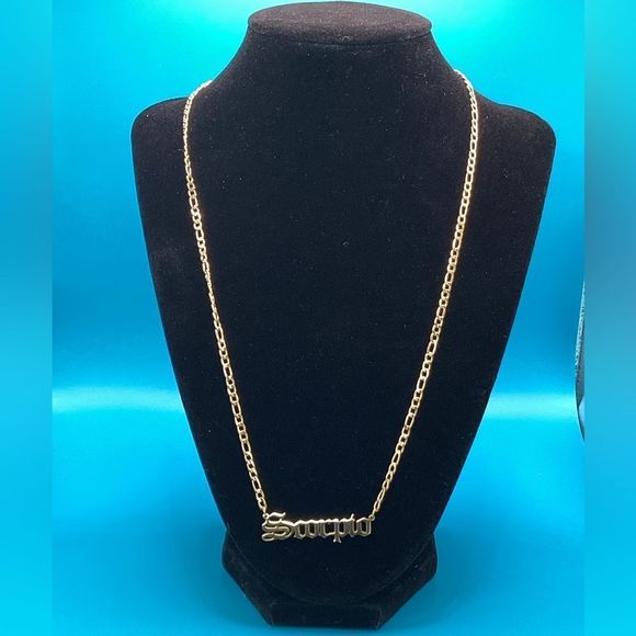 ⭐️Scorpio nameplate 14k Gold plated Figaro necklace ⭐️ - Picture 12 of 14